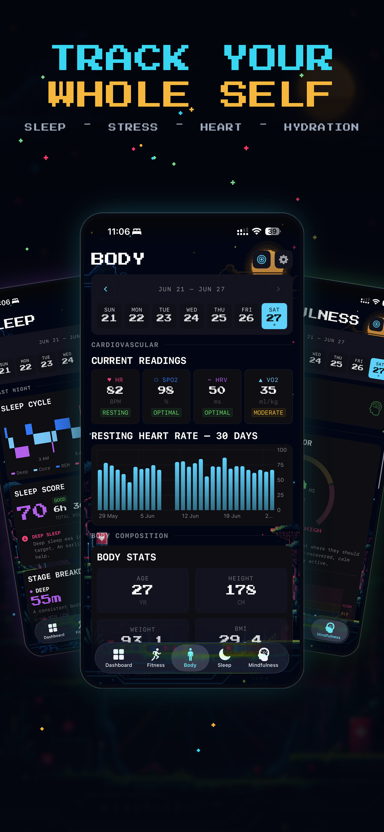 +1UP tracking sleep, stress, heart and hydration